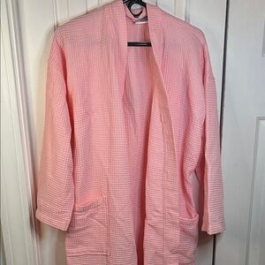 Turkish Chakir Linen Large Pink Waffle Knit Robe